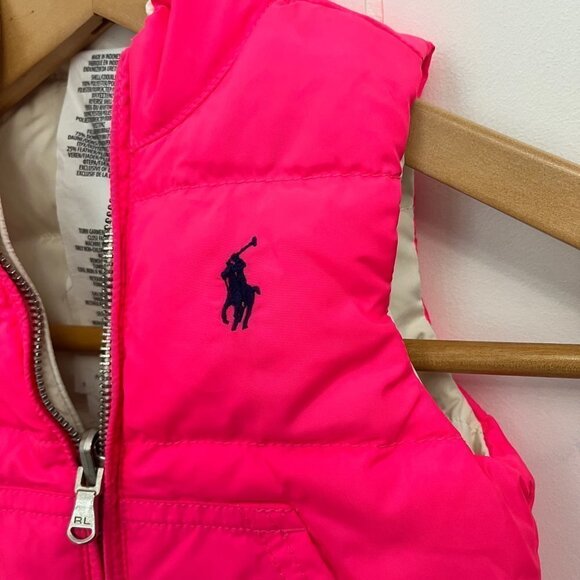 𝅺ralph Lauren Down Filled Vest - Reversible Whit/Pink size 9 months - Picture 5 of 7